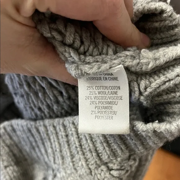 Theory Light Gray Cable Knit Turtleneck Sweater - Picture 4 of 5